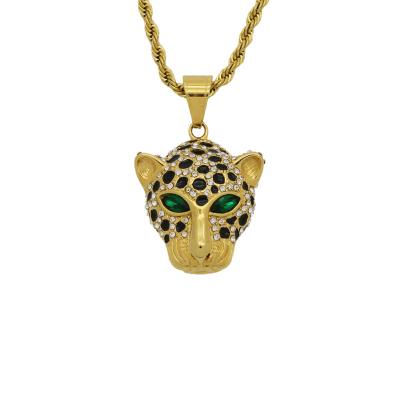 China Cute Punk Style Stainless Steel Mens Necklaces, Wholesale Leopard Head Pendant, Hip Hop Jewelry For Women for sale