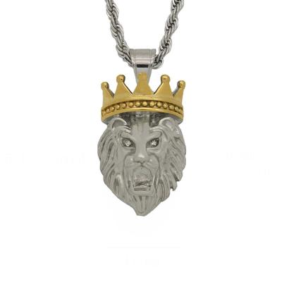 China Romantic Custom Made Gold Chain Necklaces, Pun Style Crown Lion Head Pendant, Bridal Jewelry for Women Accessories for sale