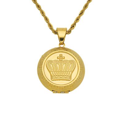 China Fashion Ethnic Crown Pendant, 2022 New Style Photo Frame Pendant Necklaces, Gold Steampunk Jewelry For Women for sale