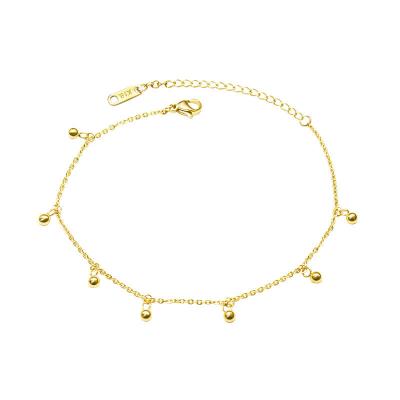 China 18K Anklet, Fashion Stainless Steel Men Jewelry, Vintage Multi Bead Hiphop Trendy Gold Plated Chain Anklets For Wome for sale