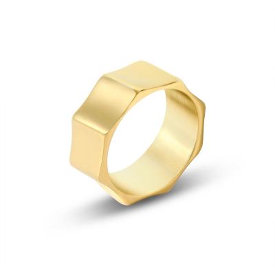 China Office/Cheap Price Geometric Ring For Women, Fashion Stainless Steel Jewelry, Simple Solid Gold Career Engagement Rings for sale