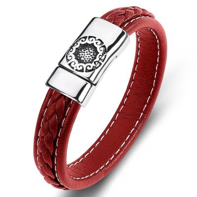 China Wholesale Price Neo-Gothic Stainless Steel Jewelry, Simple Magnetic Bracelets For Women, Vintage 12mm Genuine Leather Bracelet for sale