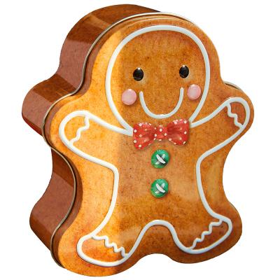 China Recyclable Baked creative biscuit packaging box Christmas gingerbread man Santa Claus metal box holiday gift box for sale