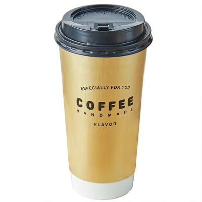 China Handmade 700ml paper cup with cover American coffee drink cup coffee cup for sale