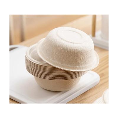 China Nordic Style Odorless Degradable 850ml Bagasse Round Fiber Paper Square Bowl for sale