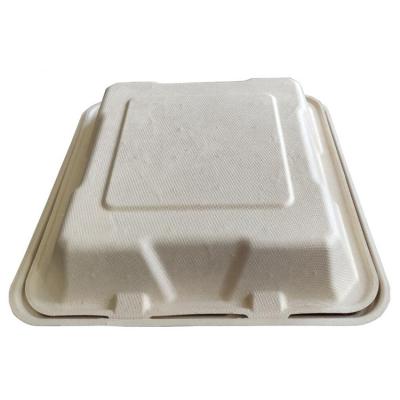 China Made from 2021 Natural High Capacity Bagasse Cupcake Clamshell Lunch Disposable Food Box for sale