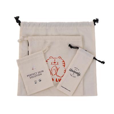 China Recyclable Factory wholesale custom printed eco friendly flat bottom drawstring bag cotton canvas reusable drawstring bags for sale