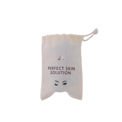 China Recyclable Factory wholesale custom jewellery gift flat bottom drawstring bag custom logo cotton canvas fabric muslin drawstring bag for sale