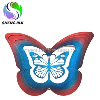 China Shengrui Global Butterfly Wind Spinner Laser Cut Metal Yard Ornament Wind Art 3D Wind Spinner for sale