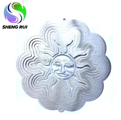 China Worldwide SUN Wind Spinner Metal Garden Silver Hanging Decoration Garden Metal Wind Spinners for sale