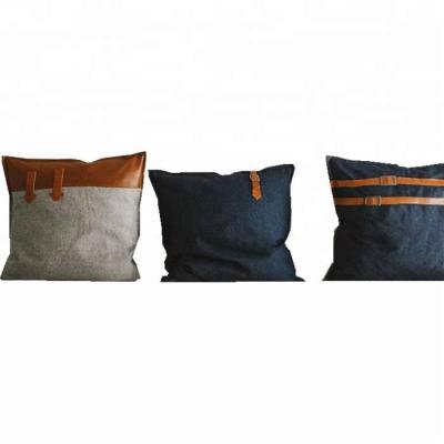 China Latest Design Modern Style Designer Denim Fabric Cushion Cover Anti-Decubitus With Belt for sale