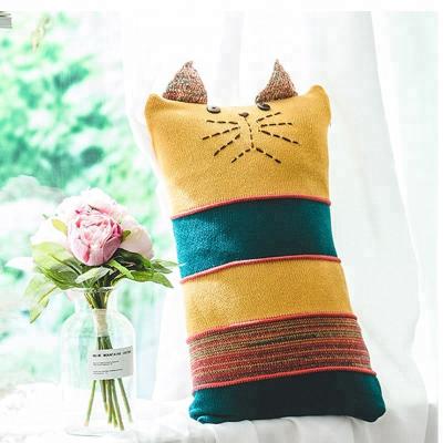 China Fashion Cute Cat Design Rectangle Hand Embroidery Cushion Cover Anti-Decubitus For Kids for sale