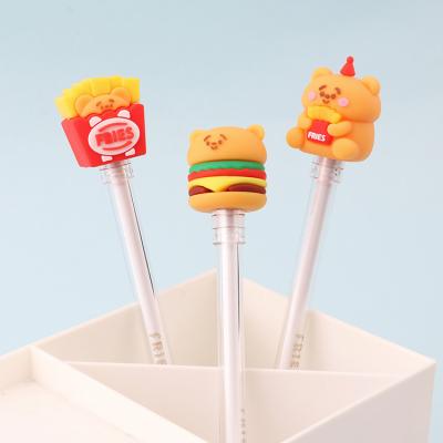 China Cute Normal Foodie Pen Gel Fast Food Bear Series Pull Student Writing Pen For Kids Gift for sale