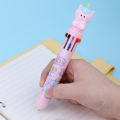 China Cute Rainbow Unicorn Ballpoint Pen Multiple 10 Colors Ballpoint Pens For Kids Gift School Office Supplies Stationery Hand Account for sale