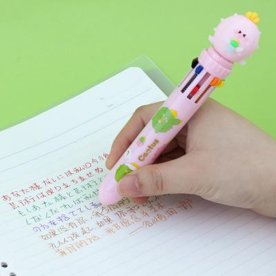 China Cute Cactus Diary Ballpoint Pen Multiple 10 Colors Ball Pens For Cute Kids Gift Hand Account for sale