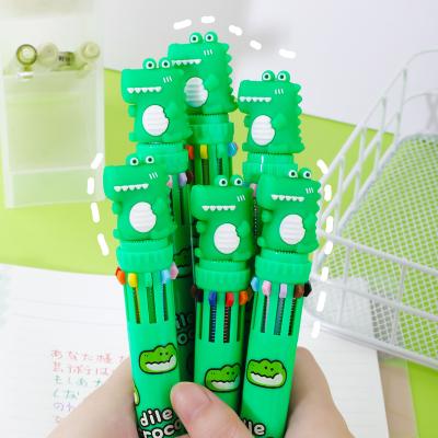 China Small Cute Cute Crocodile Ballpoint Pen Multiple 10 Colors Ball Pens For Kids Gift Cute Hand Count for sale