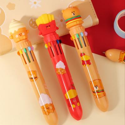 China Cute Bear Fast Food Ballpoint Pen Multiple 10 Colors Ball Pens For Cute Kids Gift Hand Count for sale