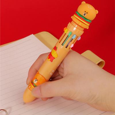 China Cute Bear Fast Food Ballpoint Pen Multiple 10 Colors Ball Pens For Cute Kids Gift Hand Count for sale