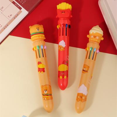 China Cute bear fast food writing tip pen10 color pens tip with custom logo cute school supplies stationery for sale