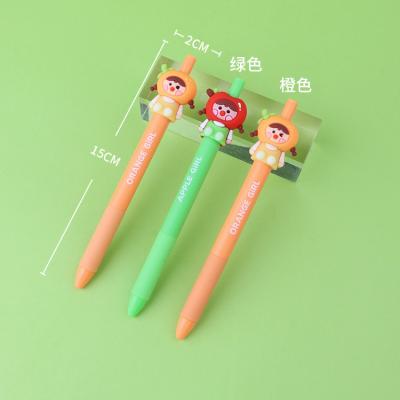 China Hot Selling Personalized Cute Pens Natural Eco-Friendly Plastic Colorful Fruit Apple Gel Pen Custom Logo Cheap Drop for sale