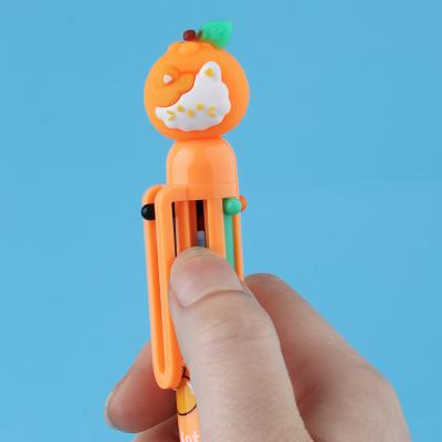 China Wholesale Cute Orange Cat Ballpoint Pen Multiple 6 Colors Ball Pens For Kids Cute Gift Hand Count for sale