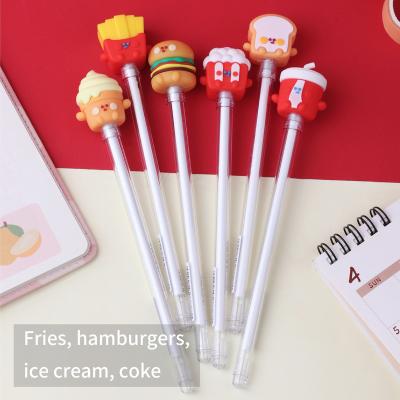 China Normal Series Kawaii Pull Pen Mini Foodie Family Gel Pen With Hamburger Fries Ice Cream Gel Black Ink 0.5mm Pens Shape School Supplies for sale