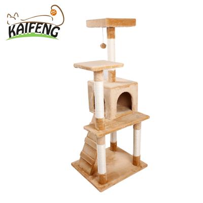 China Popular Viable High And Tall Beige Color Of Cat Tree Toys Pet Supplies With Rest Boxes for sale