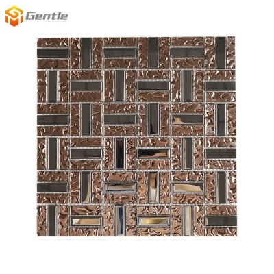 China Wholesale Rose Gloden Glass Mosaic Wall Decoration Decorative Bar Crystal Glass Mosaic Tile from Parquet Foshan Manufacturer for sale