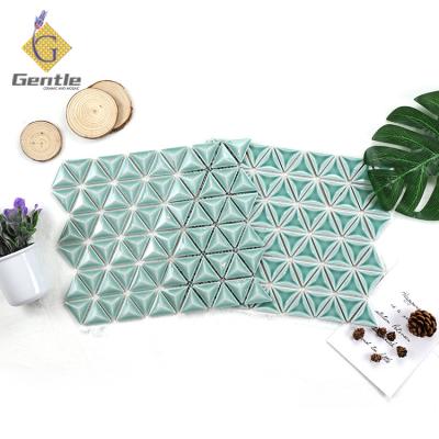 China Modern New Style Colorful Triangle Shape Glossy Mosaic For Backsplash Wall Porcelain Ceramic Tiles for sale