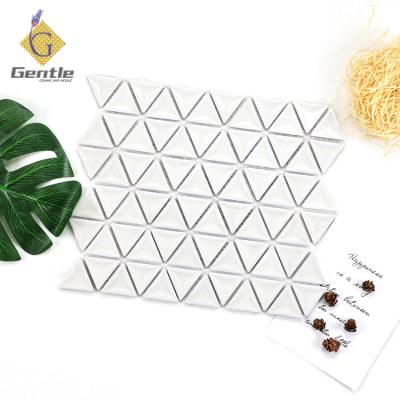 China Factory direct supply hotel modern professional shiny colored triangle porcelain ceramic mosaic wall tile for sale