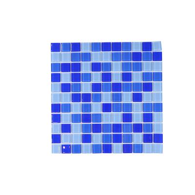 China Hot Sale Square Floor Mosaic Wall Decoration Bathroom Blue 300*300mm Glass Mosaic for sale