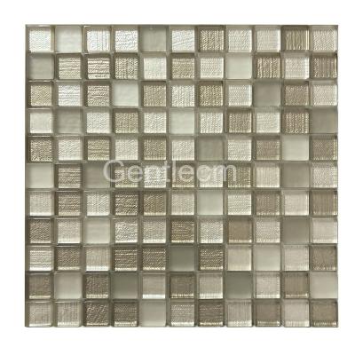 China Parquet 300x300mm Veneer Glossy Mixed Gold 8mm Outdoor Frosted Square Glass Mosaic Slabs for sale