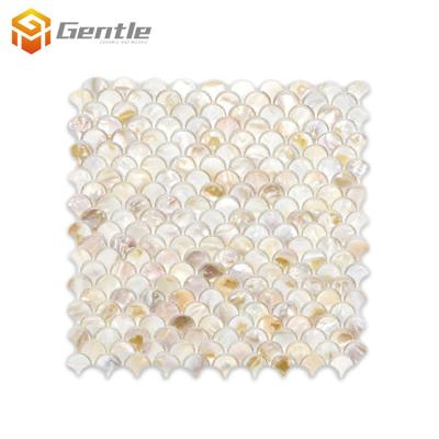 China Parquet Factory Directly Sell Natural Mother Pearl Fan Shape Seashell Mosaic For Home Decor for sale