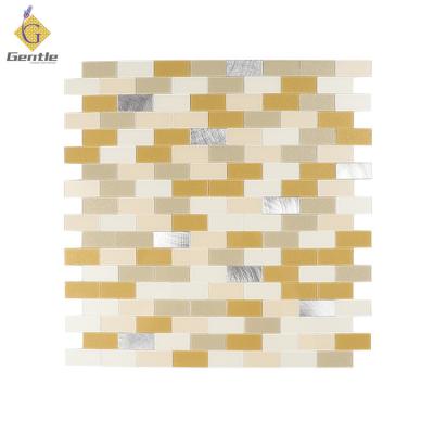 China Modern Popular Design Aluminum Mixed Brown PVC Peel And Stick Wall Mosaic For Decoration for sale