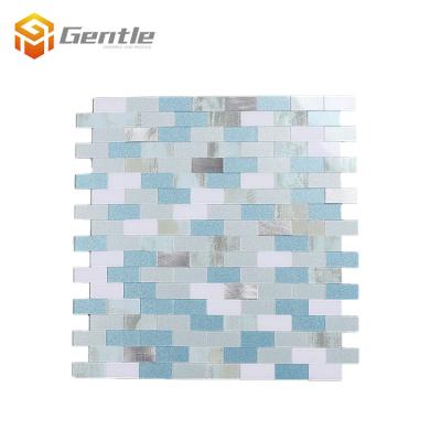 China Modern Removable Home Decor Wall Self Peel Backsplash Modern Inkjet And Shiny Aluminum PVC Stick Mosaic for sale