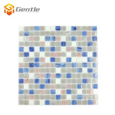 China Manufacturer Glass Mosaic Kitchen backsplash mixed square glossy square quare 20*20*4mms parquet 327*327mm color hot melt mosaic for sale