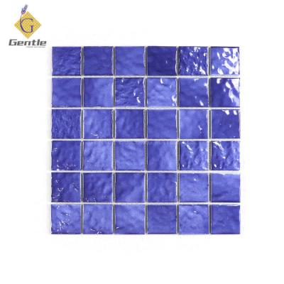 China Dark Blue Parquet Swimming Pool Porcelain Slab 306*306mm Variation Wall Coping Slab For Luxury Decoration for sale