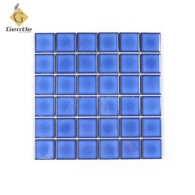 China Wholesale 306*306mm porcelain mosaic kiln blue ceramic color variation swimming pool mosaic flooring for sale