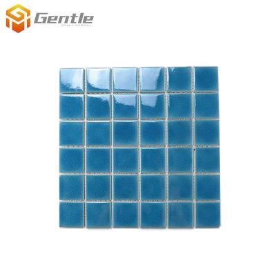 China Wholesale price 48X48mm modern blue ceramic mosaic swimming pool tiles for sale for sale