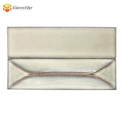 China Kitchen Ceramic Decor Tiles Indoor Ceramic Tile Oven Color Changed Green Glazed Rectangle Wall Tile Custom Art Tile for sale