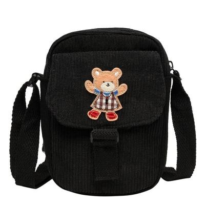 China Corduroy Wholesale Quality Embroidery Large Toddlers Toddler Bag Cross - Body OEM Corduroy Bag for sale