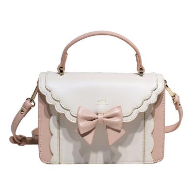 China Fashion Fashion Handbag Women Pinch Custom Cute Lolita Bag For Girls With Bow Shoulder Tote Body Bag Simple Cross Factory Bag for sale