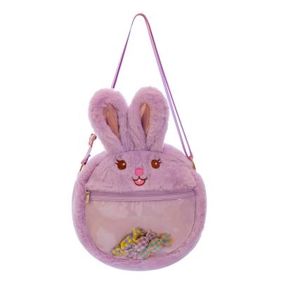 China Clear Window Ita Bag Manufacturer Custom Fake Fur Cross - Body Ita Bag Cute Clear Window Pins Display Bunny Shaped Itabag For Girls for sale