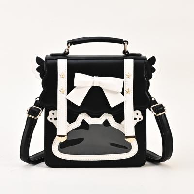 China Kawayi JK Window Backpack Girls Anime Style Clear Cute Japanese Uniform Faux Leather Lolita Shaped Ita Bag For Custom for sale