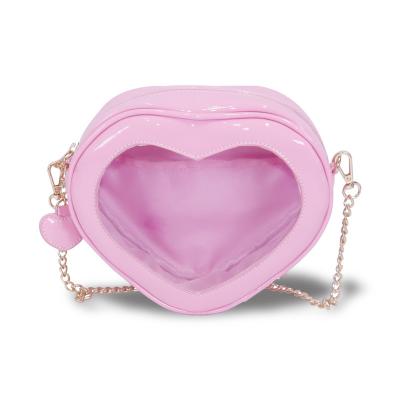 China PU Bag Enamel Display PVC Clear Window Metal Chain Cross Ita Bag Manufacturer Custom Pin - Heart Shaped Ita Bag Body for sale