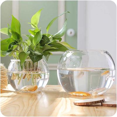 China Sustainable Green Planter Silt Planter Clear Round Glass Water Fish Bowl for sale