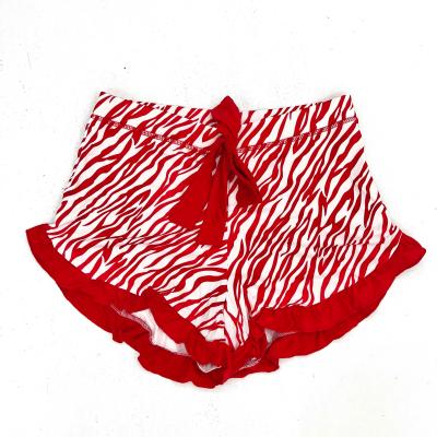 China New Style Women Girls High Quality Cotton QUICK DRY Plus Size Red Monogram Zebra Ruffle Shorts for sale