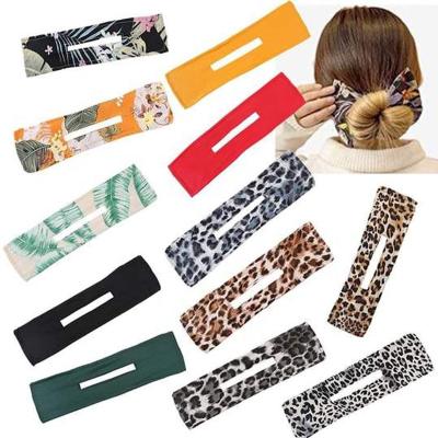 China DIY Hair Curling Stying Shape Flexible Chic Multicolor Cloth Magic Clip Elastic Band Cloth Skillful Bun Hair Bun Maker for sale