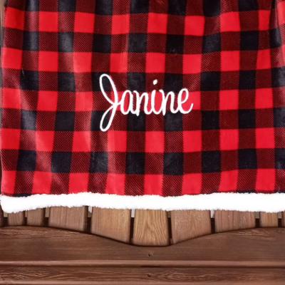 China Wearable Custom Sherpa Striped Lumberjack Plaid Blanket Red Buffalo Throw Embroidered Plaid Cabin Throw Blanket for sale