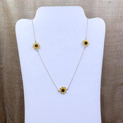 China Summer CLASSIC Fashion New Arrival Long Gold Tone Sunflower Necklace for sale